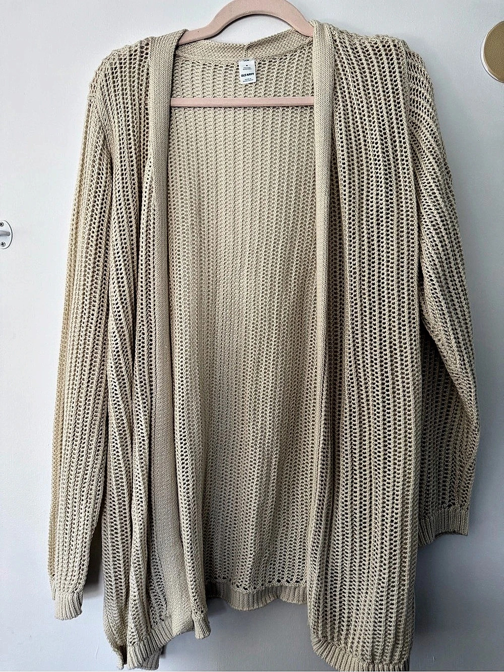 Old Navy Open-Front Longline Sweater Cardigan Beige Medium NWT